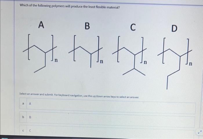 Solved Which Of The Following Polymers Will Produce The | Chegg.com