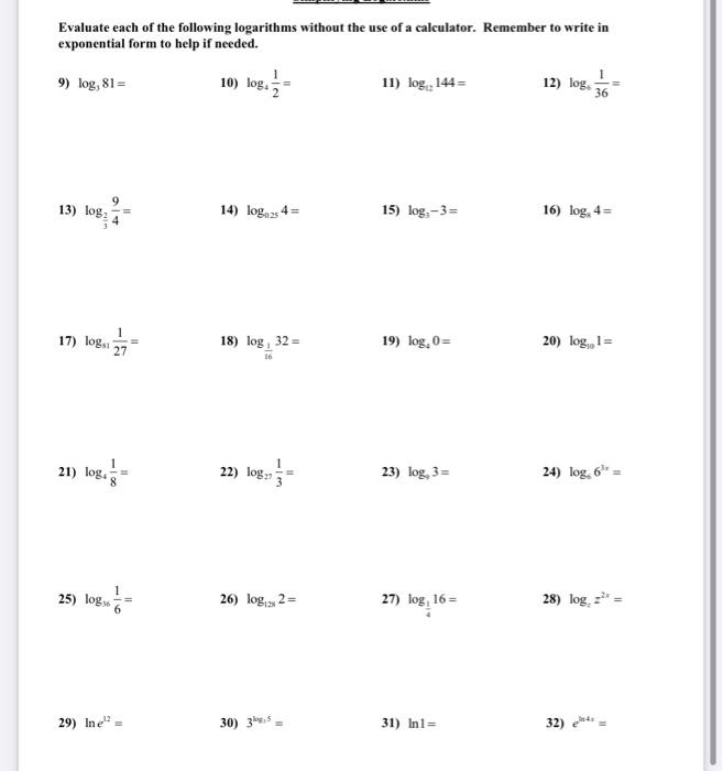 Solved Intro to Logarithms Worksheet Properties of Simple | Chegg.com