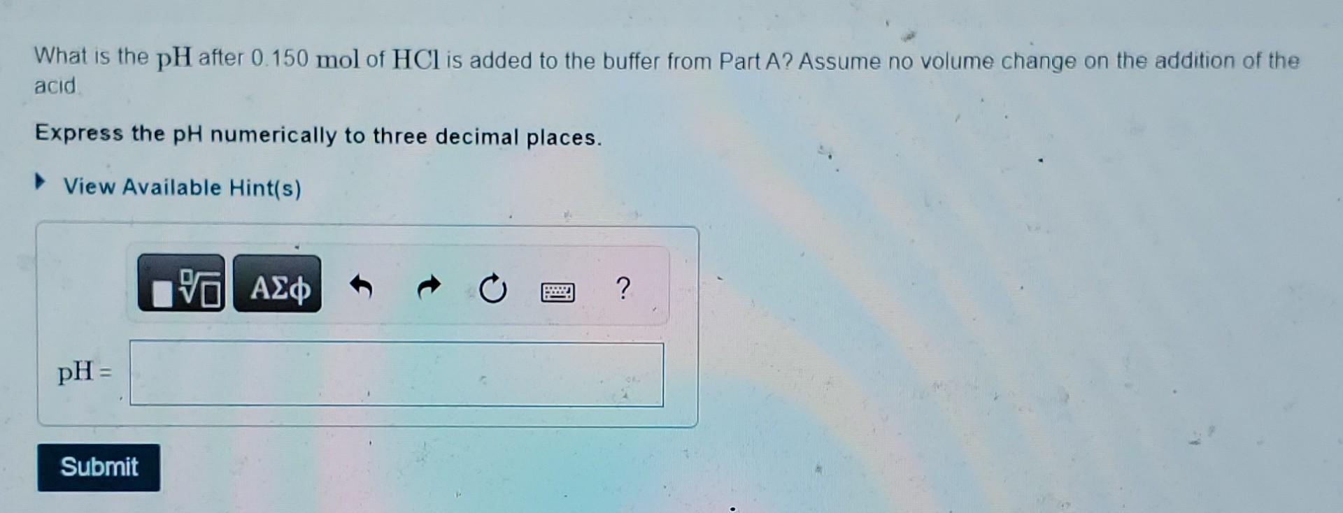Solved What is the pH of a buffer prepared by adding 0.708 | Chegg.com