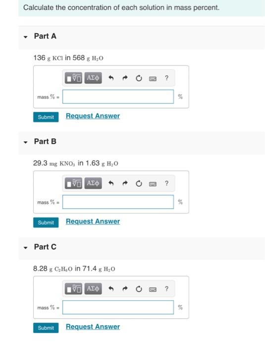 Solved Calculate The Concentration Of Each Solution In Mass Chegg Com   Image