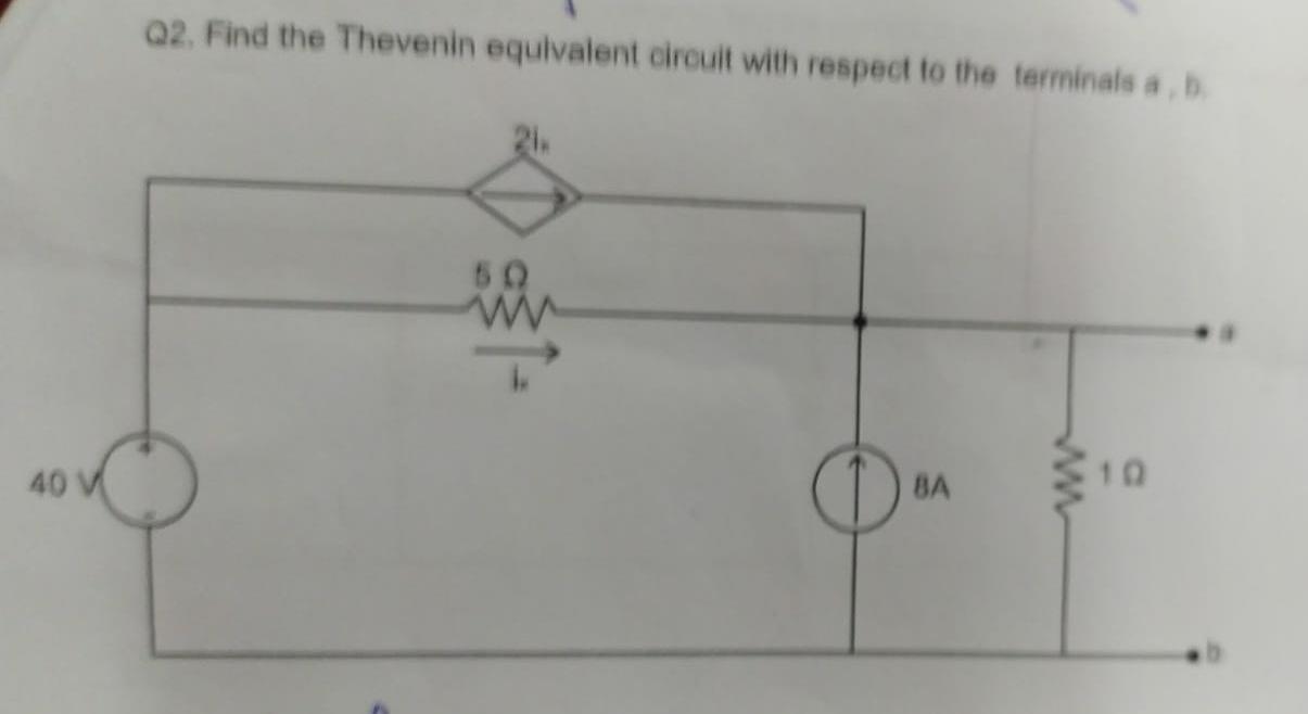 Solved Q2. Find The Thevenin Equivalent Circuit With Respect | Chegg.com