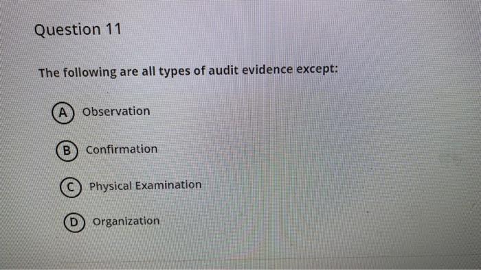 Solved Question 11 The Following Are All Types Of Audit | Chegg.com