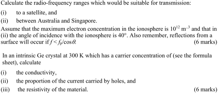 Radio Frequency Math Solved Calculate the radio-frequency ranges which would be | Chegg.com