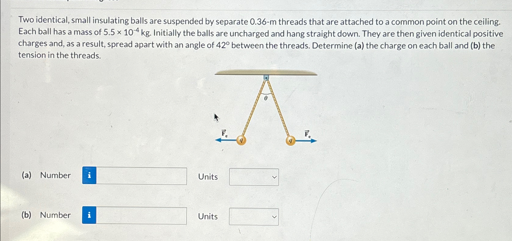 Two identical, small insulating balls are suspended | Chegg.com