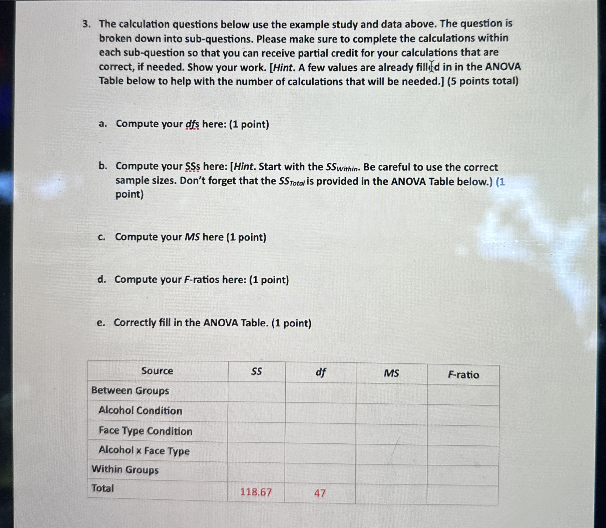 Solved The calculation questions below use the example study | Chegg.com