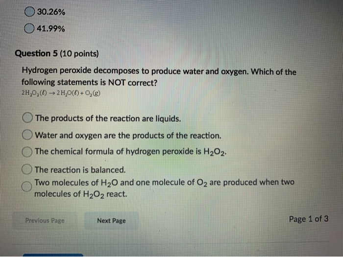 Solved 30 26 41 99 Question 5 10 Points Hydrogen Pero Chegg Com