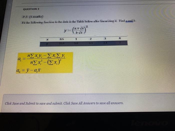 Solved QUESTION 3 P.3: (6 marks) Fit the following function | Chegg.com