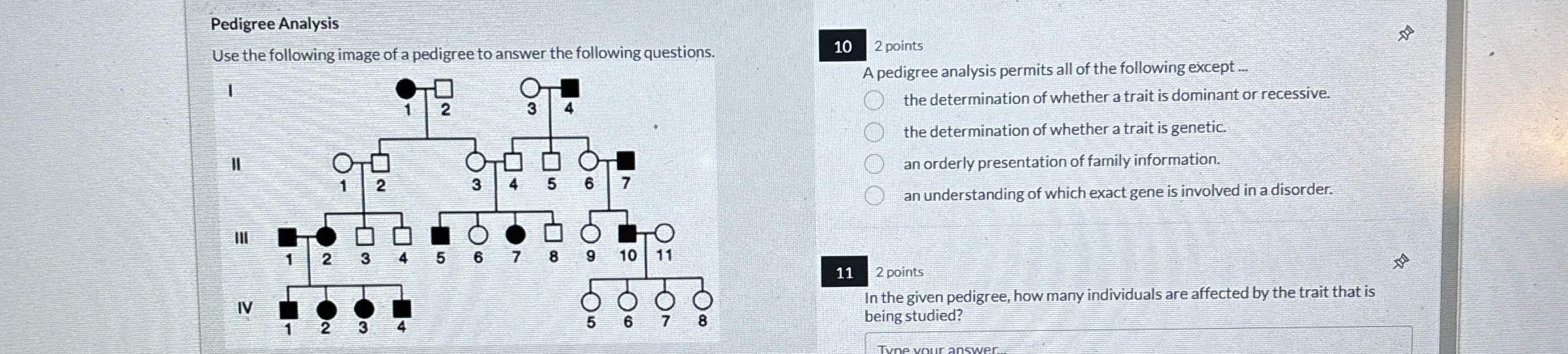 Solved Pedigree AnalysisUse the following image of a | Chegg.com