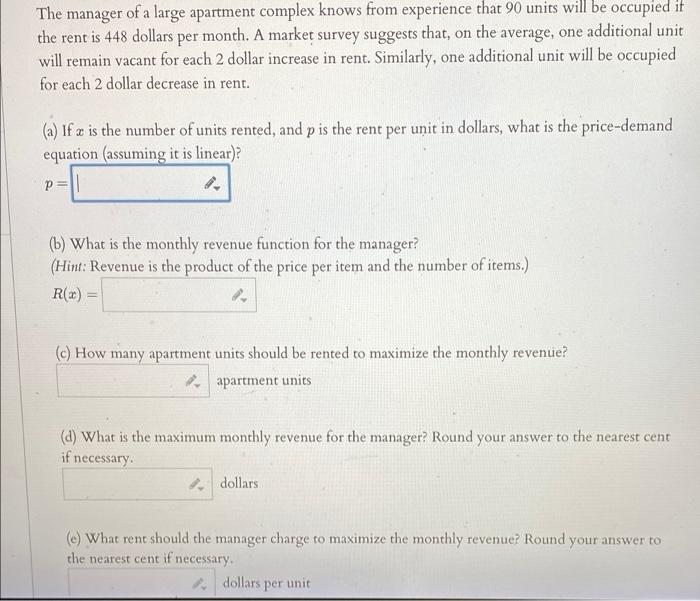 Solved The manager of a large apartment complex knows from
