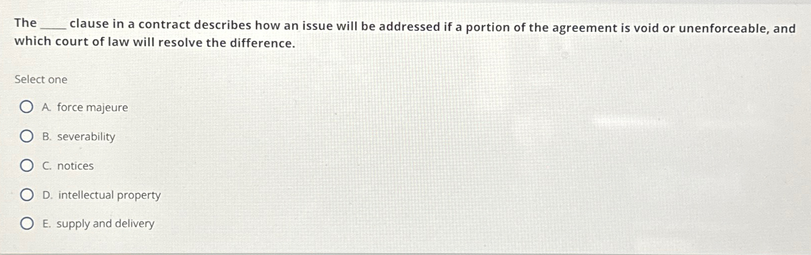 Solved The clause in a contract describes how an issue will | Chegg.com