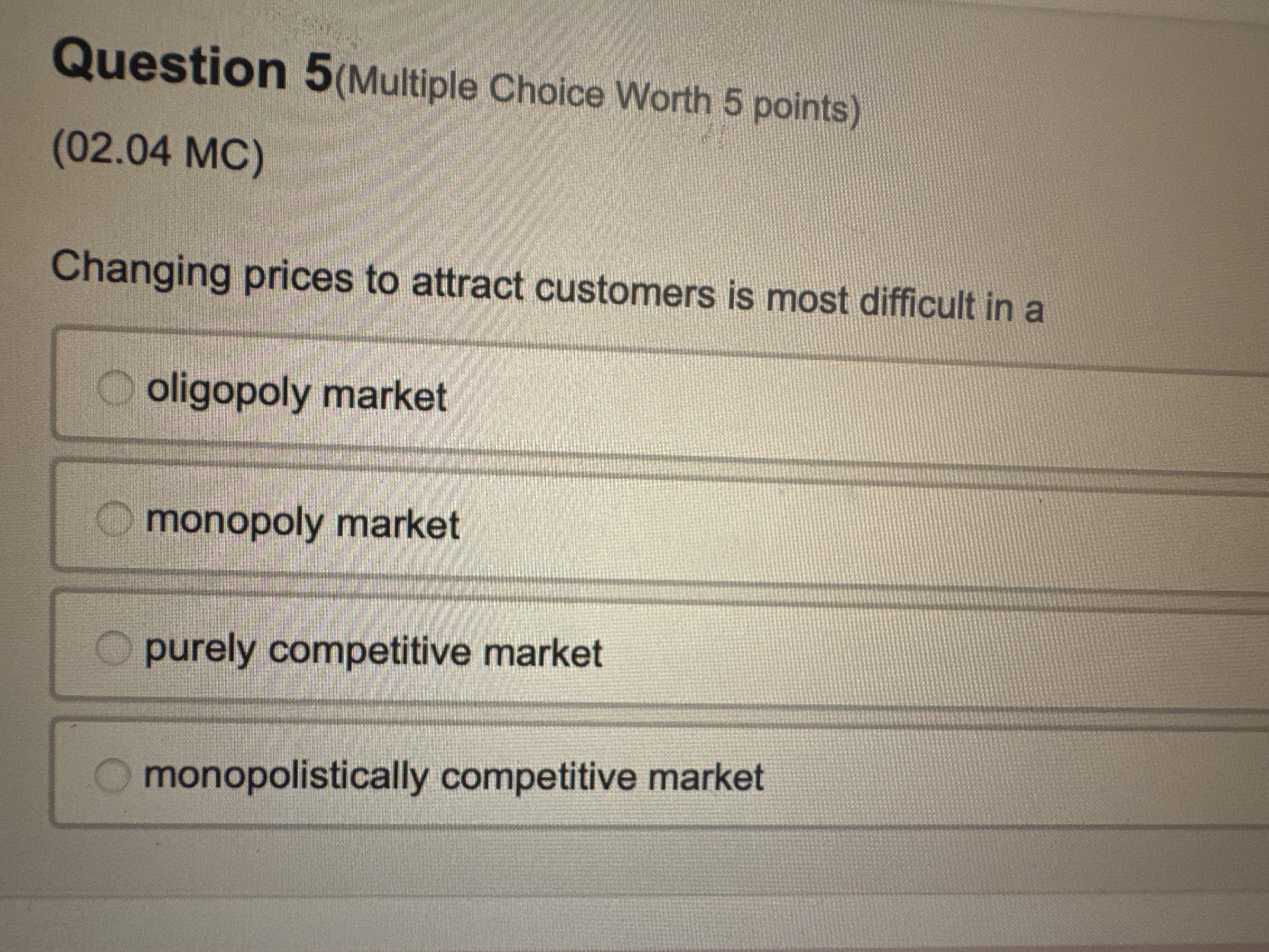 Solved Question 5 (Multiple Choice Worth 5 ﻿points)(02.04 | Chegg.com