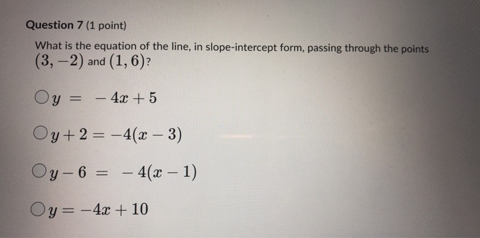 Solved Question 7 (1 point) What is the equation of the | Chegg.com