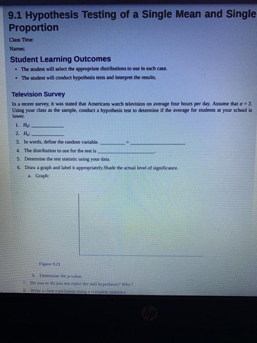 Solved 1. Do Stats Lab 9.1 Hypothesis Testing of a Single | Chegg.com