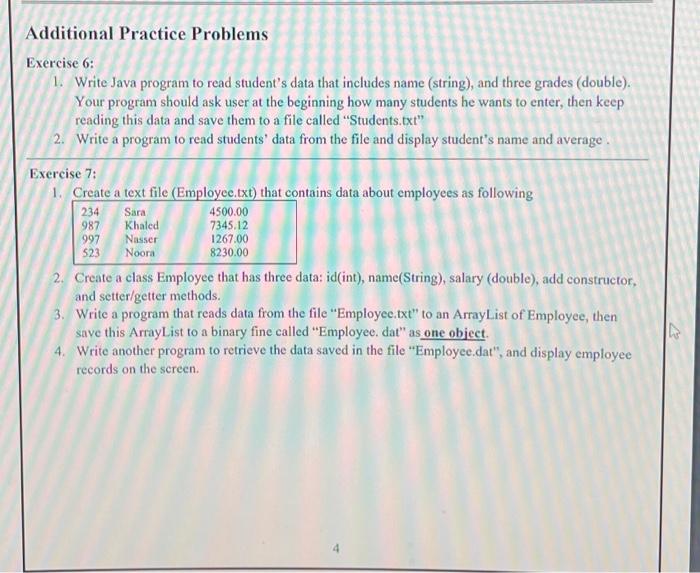 Solved Additional Practice Problems Exercise 6: 1. Write | Chegg.com
