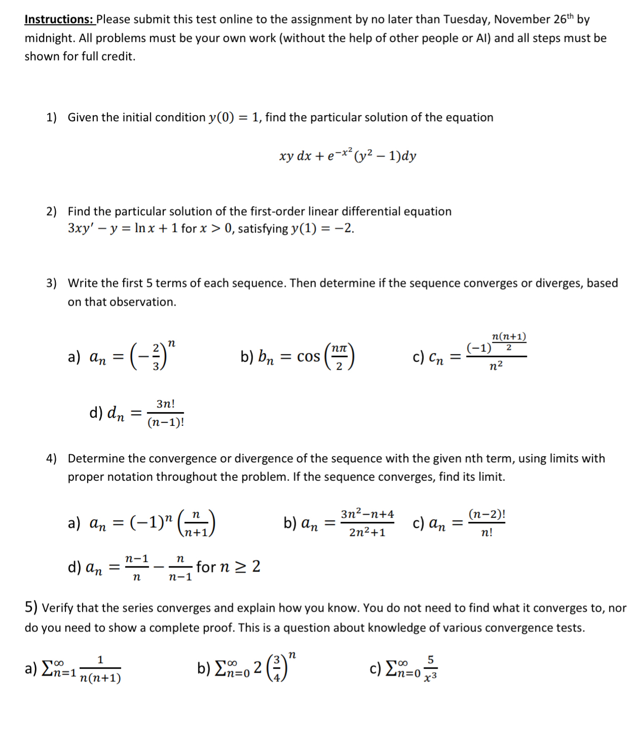 Solved Instructions: Please submit this test online to the | Chegg.com