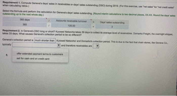 Requirement 1 Compute Geneva S Days Sales In Chegg Com