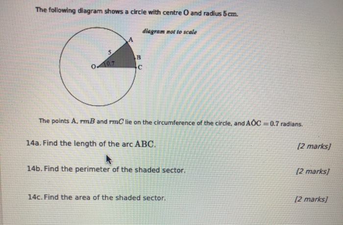 Solved The Following Diagram Shows A Circle With Centre 0 