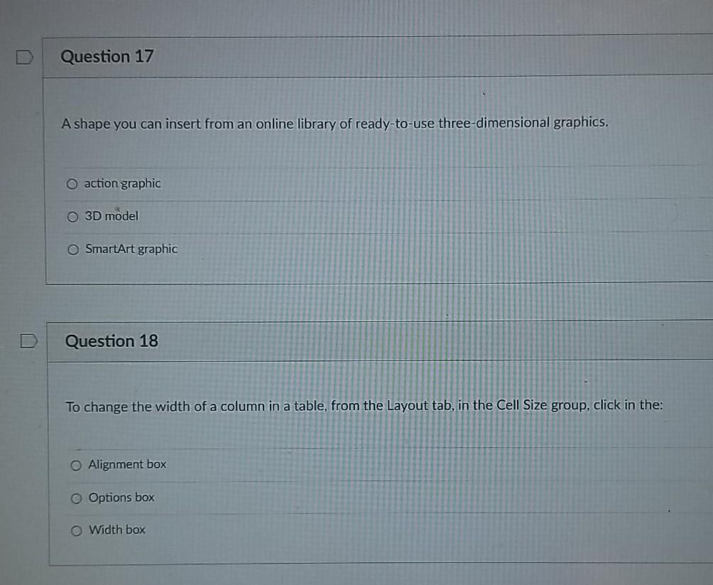 Solved Question 17 A Shape You Can Insert From An Online | Chegg.com