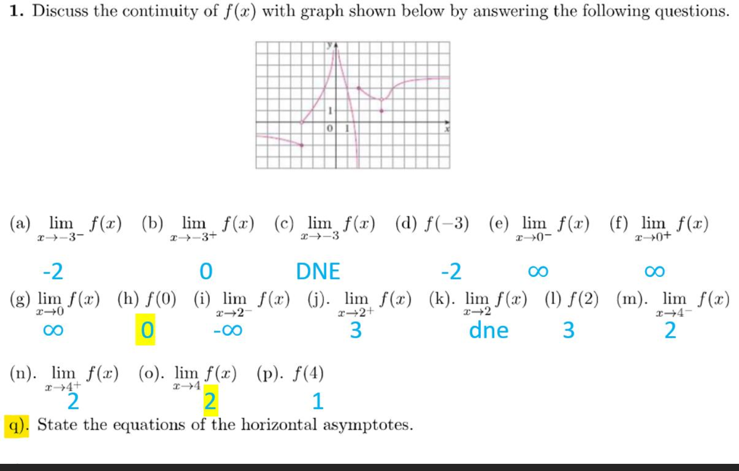 Solved could you double check my answers for part H and | Chegg.com