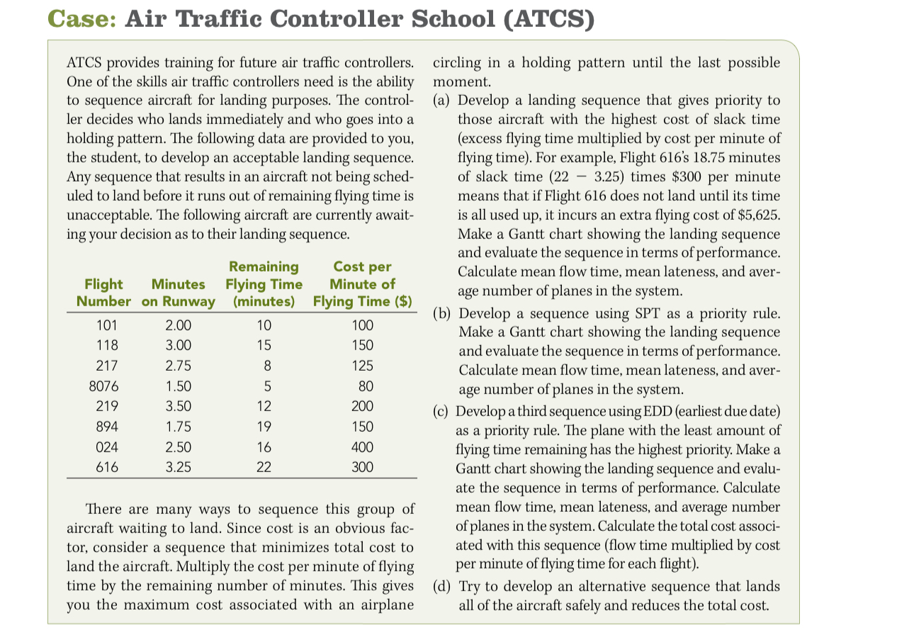 Solved case air traffic controller school atcs atcs chegg