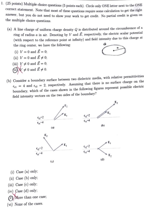 Solved 1. (25 points) Multiple choice questions (5 points | Chegg.com