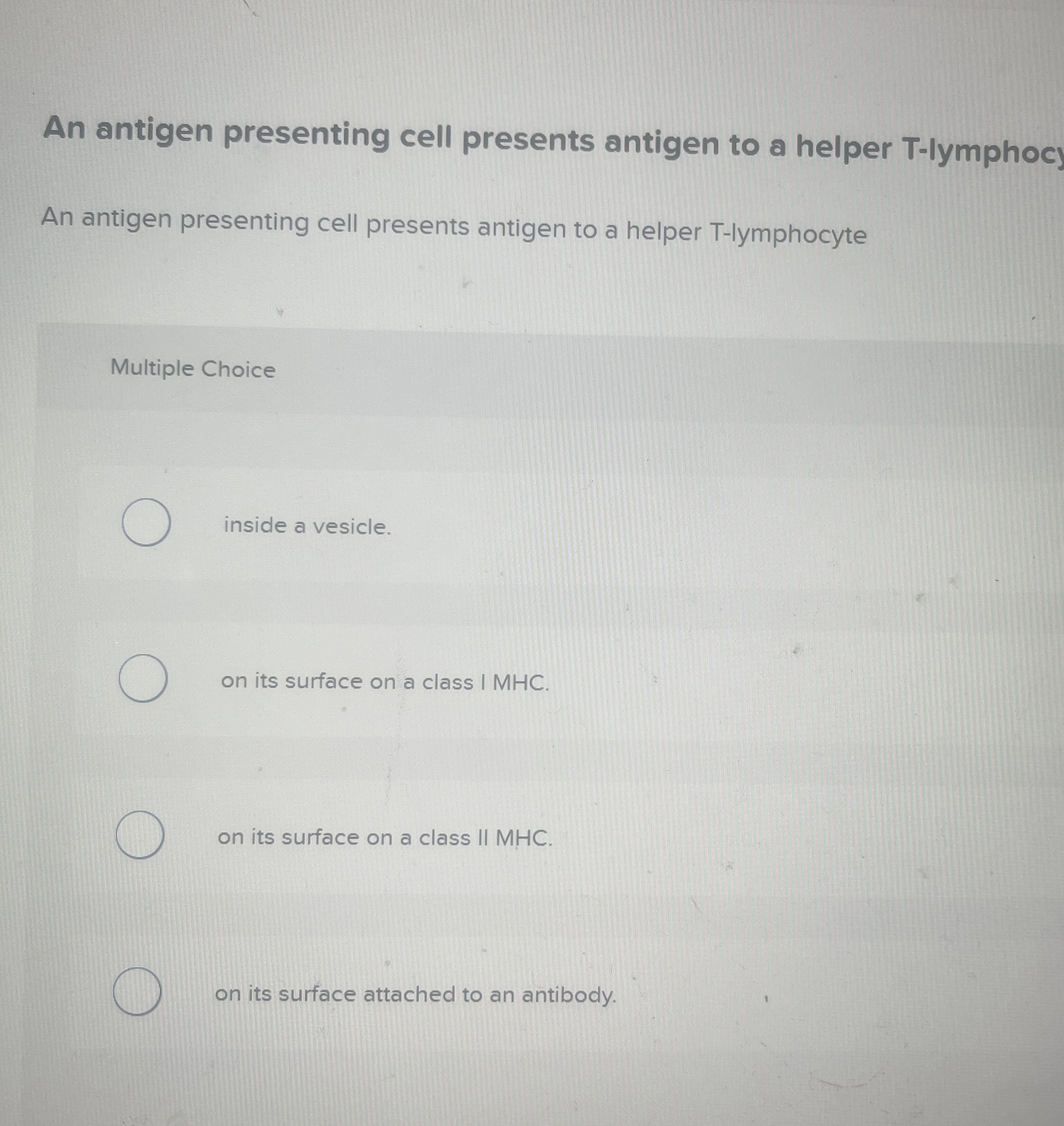 Solved An antigen presenting cell presents antigen to a | Chegg.com
