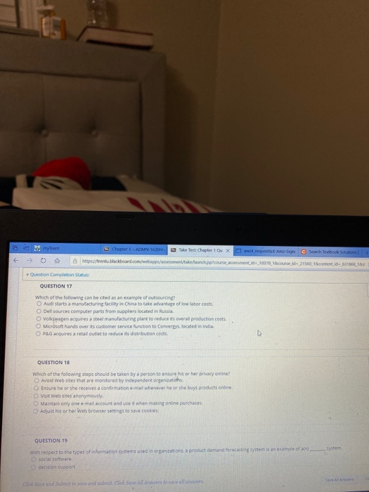 Chapter 1 - ADMIN-1620H ke Test Chapter 10 X requestsxe c Seach Textbook ons! O hesret.blackboard.com/webapp/ men/to/aunch co