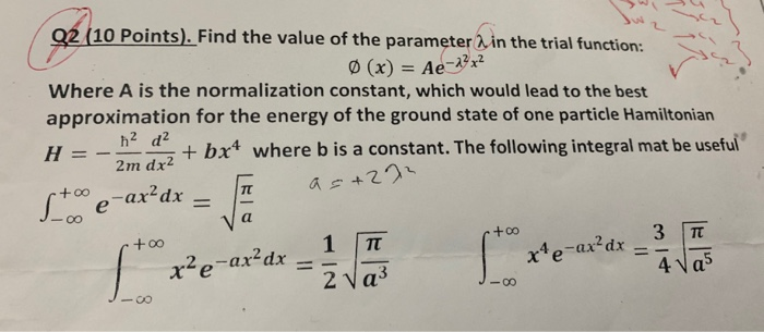 Q2 10 Points Find The Value Of The Parameter In Chegg Com