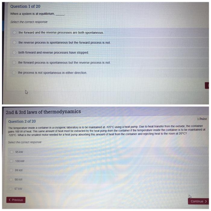 Solved Question 1 of 20 When a system is at equilibrium | Chegg.com