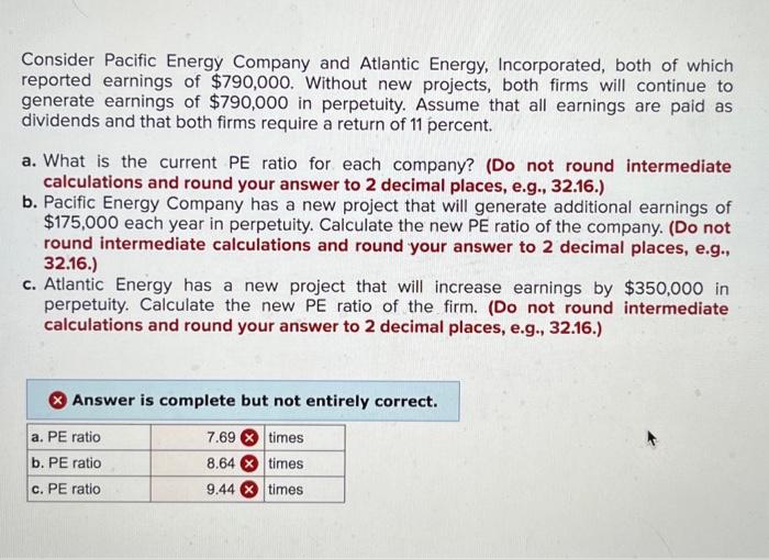 Solved Consider Pacific Energy Company And Atlantic Energy, | Chegg.com