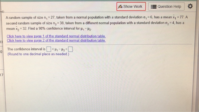 Solved 4 Show Work Question Help • A random sample of size | Chegg.com