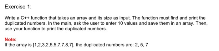 Solved Exercise 1: Write a C++ function that takes an array | Chegg.com
