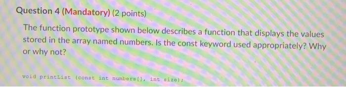 Solved Question 1 (Mandatory) (4 points) Write a function | Chegg.com