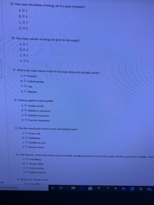 Solved 29. How many kilocalories of energy are in a gram of