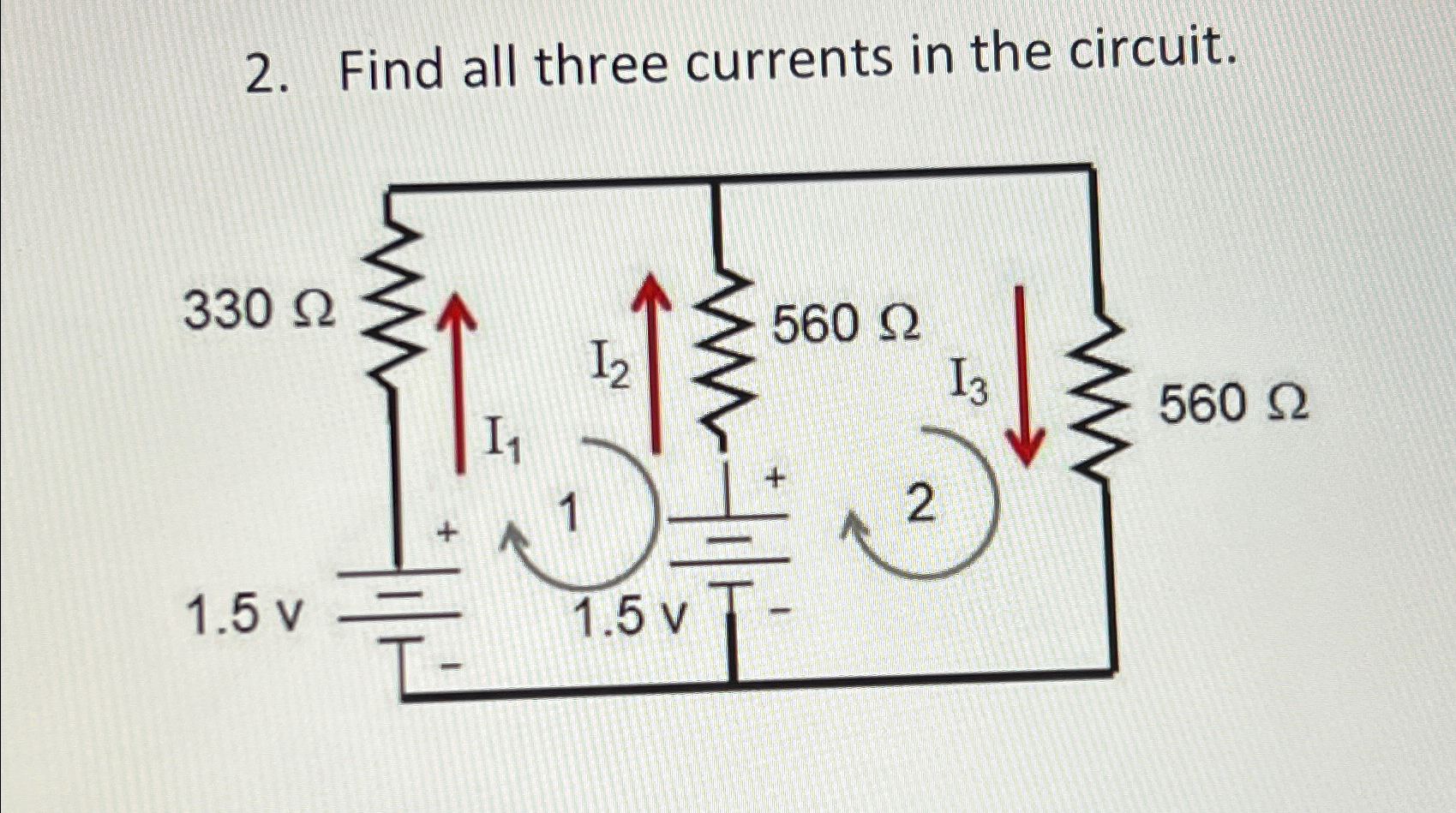 Solved Find all three currents in the circuit. | Chegg.com