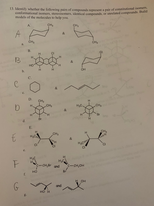 Solved Identify whether the following pairs of compounds | Chegg.com