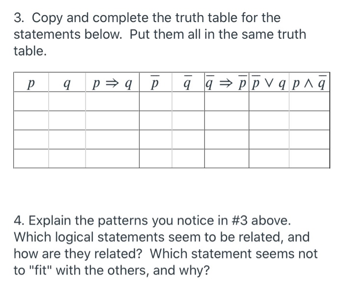 Solved 3 Copy And Complete The Truth Table For The State Chegg Com