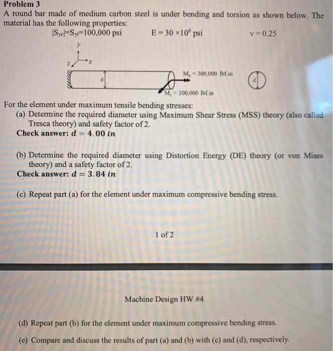 Solved Problem 3 A round bar made of medium carbon steel is | Chegg.com