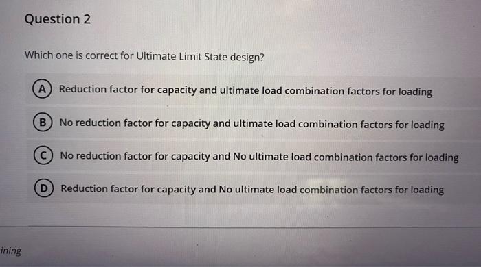 Solved Question 2 Which one is correct for Ultimate Limit | Chegg.com