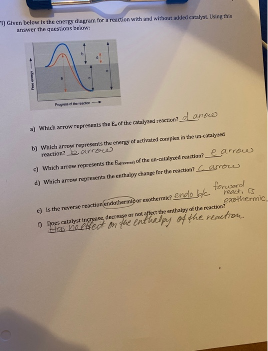 Solved "I) Given Below Is The Energy Diagram For A Reaction | Chegg.com