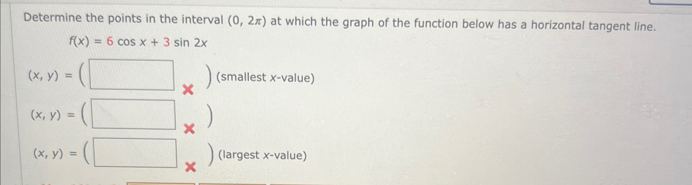 Solved Determine the points in the interval (0,2π) ﻿at which | Chegg.com