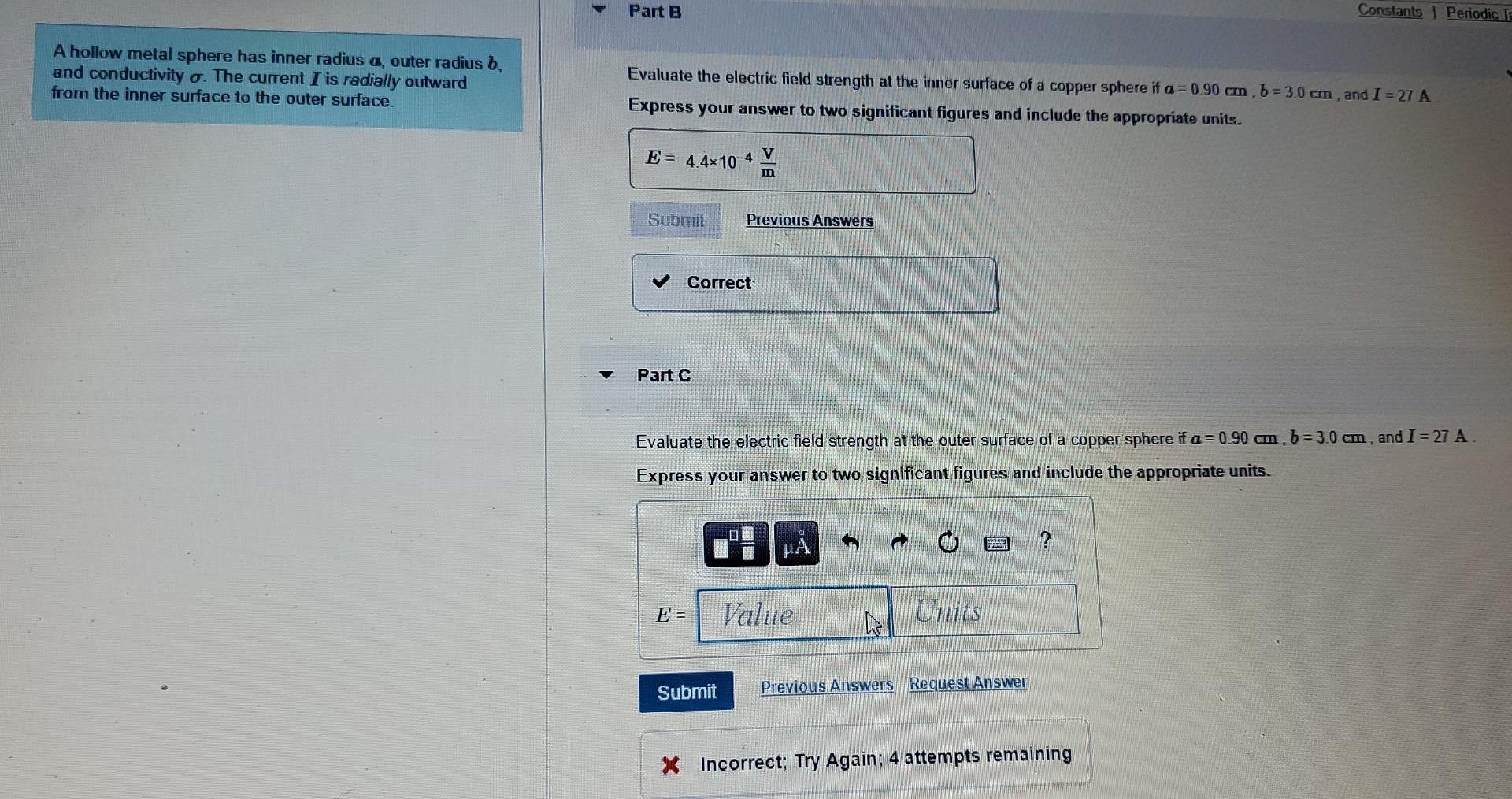 Solved A hollow metal sphere has inner radius a, outer