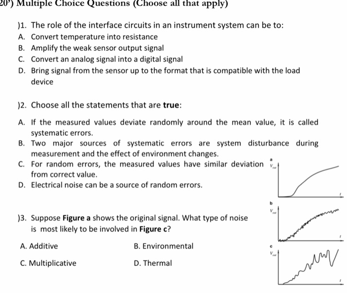 Solved 20) Multiple Choice Questions (Choose all that