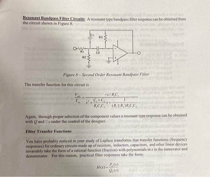 Solved Design filter circuit: type: Bandpass 2nd order | Chegg.com
