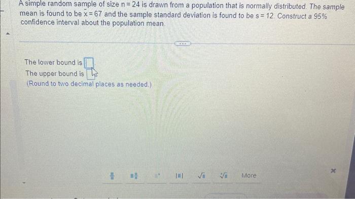 Solved I need help solving for the lower bound an upper | Chegg.com