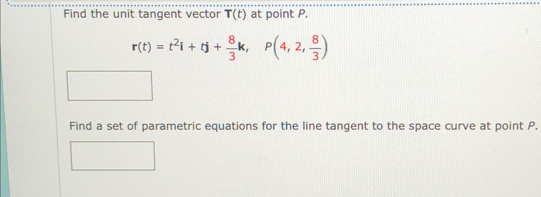 Solved Find the unit tangent vector T(t) ﻿at point | Chegg.com