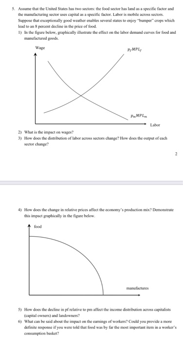 Solved 5. Assume that the United States has two sectors the