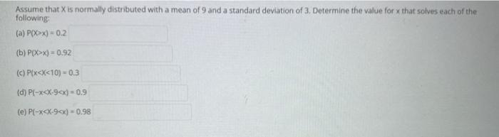 Solved Assume that X is normally distributed with a mean of | Chegg.com