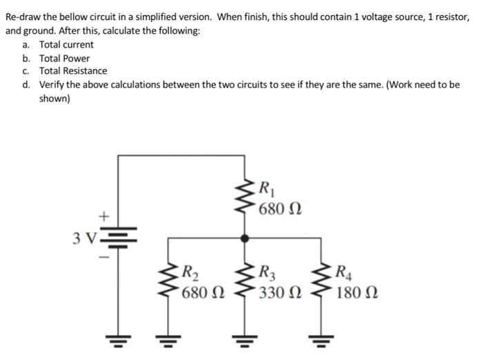 Solved Re-draw the bellow circuit in a simplified version. | Chegg.com