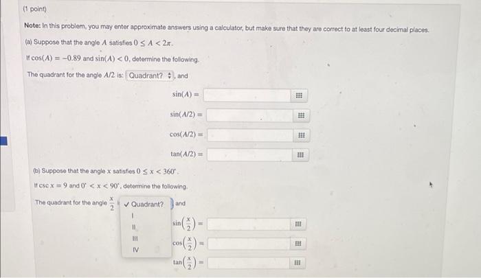 Solved (1 point Note: In this problem, you may enter | Chegg.com
